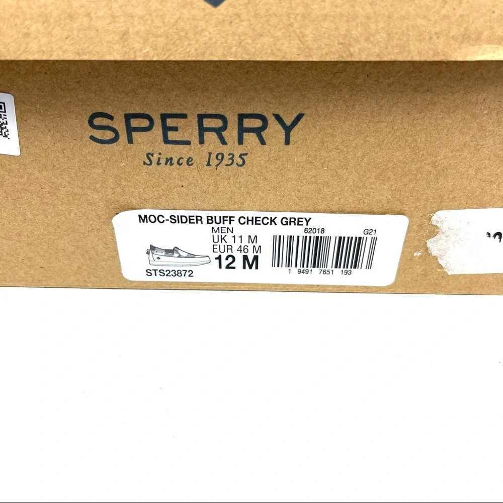 Sperry Top-Sider Mens‎ Moc-Sider Slip On Shoes Wool Black/Gray Plaid